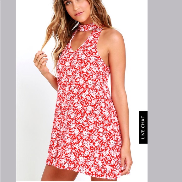 Lulus Dresses & Skirts - LEAN CLOSE IVORY AND RED FLORAL PRINT SWING DRESS